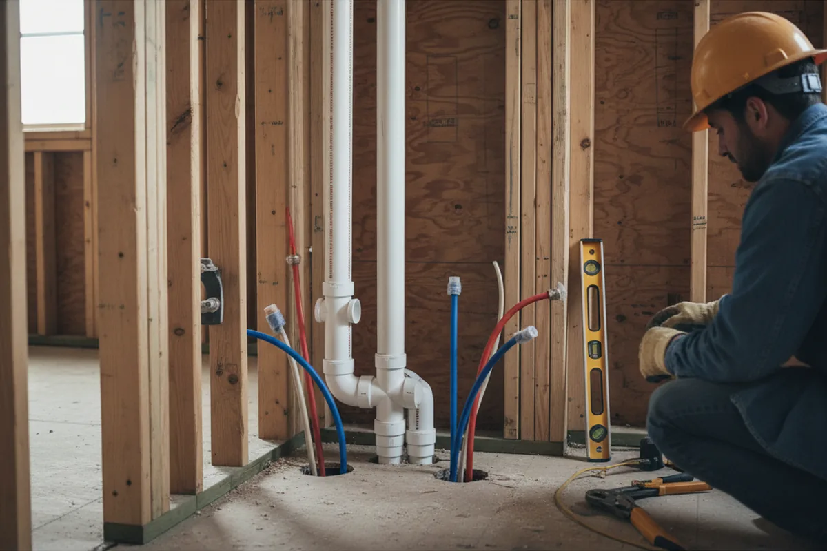 Drain and supply rough-in during Drain Cleaning in Aldie