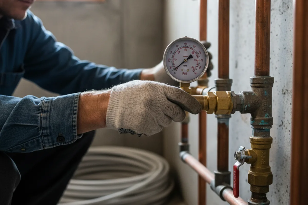 Pressure testing a repaired line during Water Line Repair in Aldie